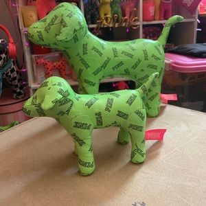 Pink Large and small green Logo dog